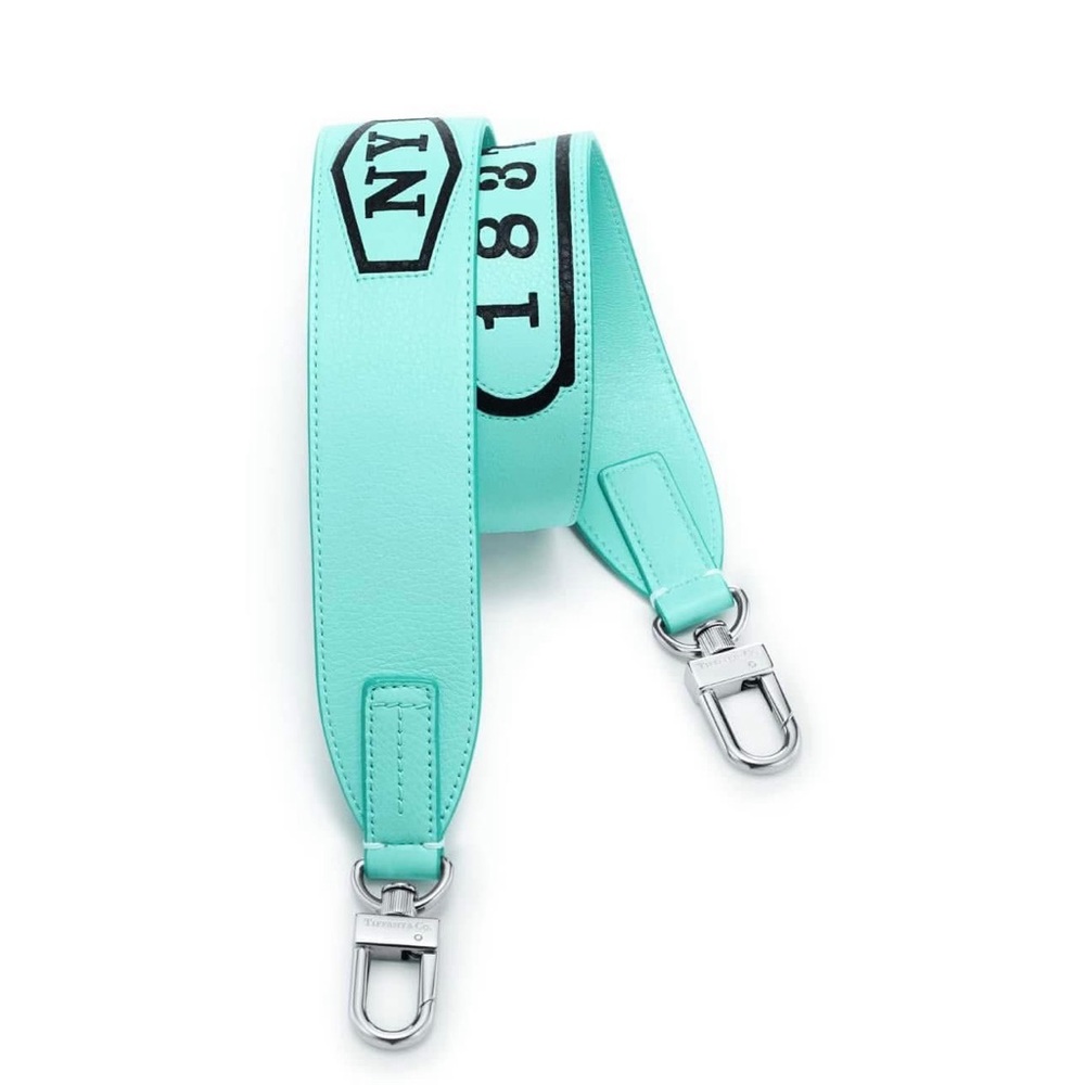 Tiffany Blue grain calfskin leather with custom metal hardware purse strap